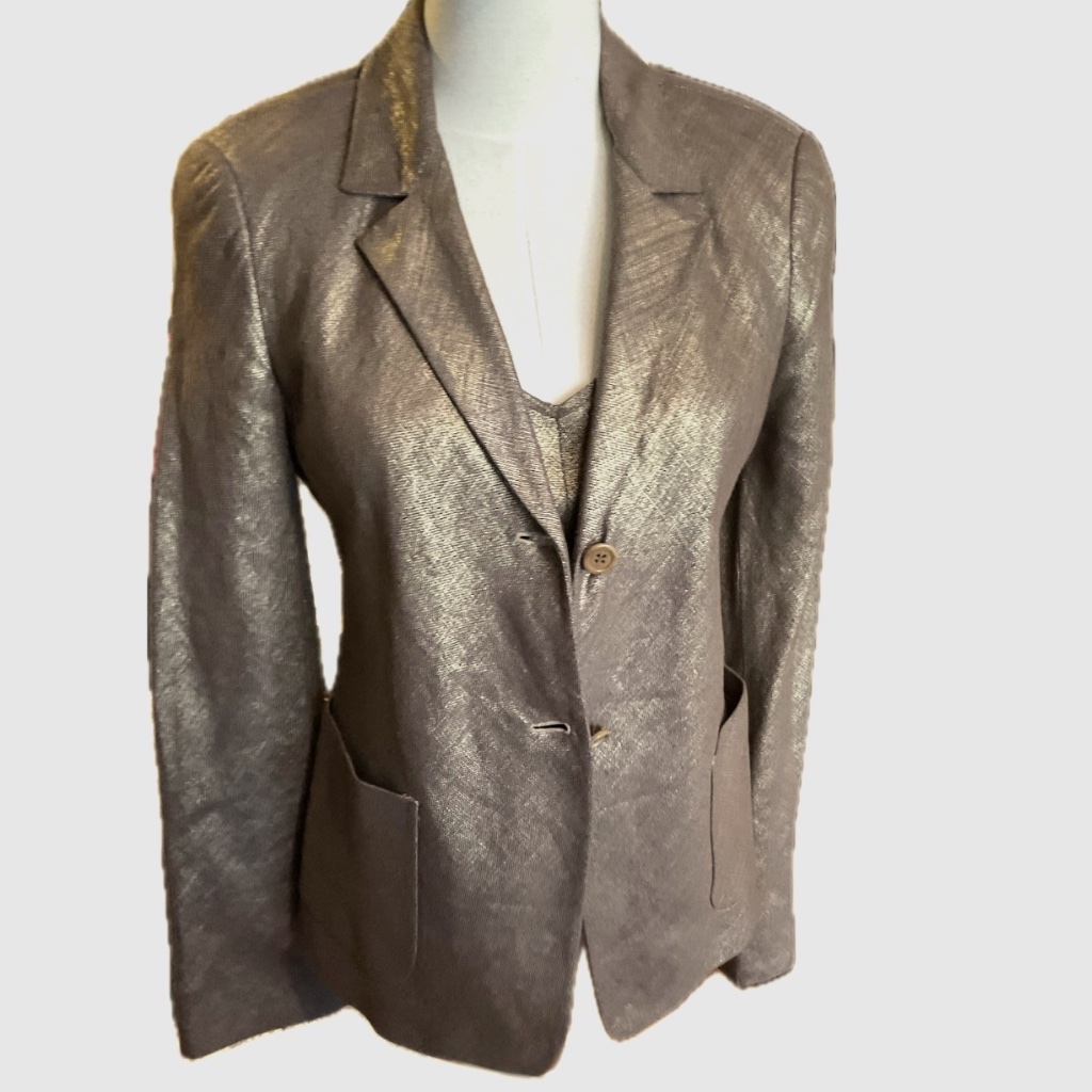 Vestamenta Spa Metallic Gold Top And Blazer Pristine Vintage Size 40